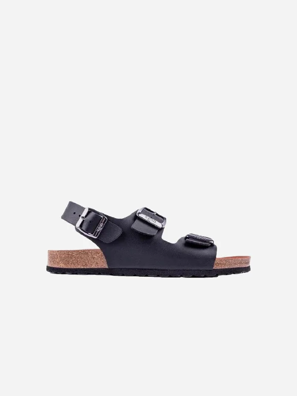 Men's sandals with a perforated leather upper for ventilationLima Men's Vegan Footbed Sandals | Black Men's sandals with a perforated leather upper for ventilationLima Men's Vegan Footbed Sandals | Black