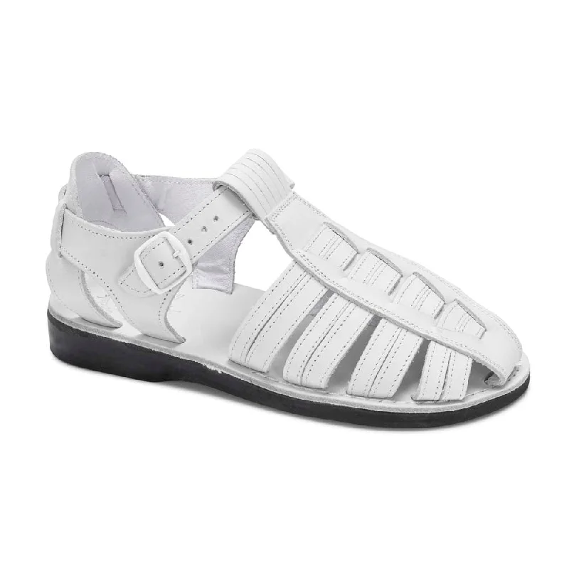 Men's sandals with a padded heelBarak - Leather Closed Toe Sandal | White