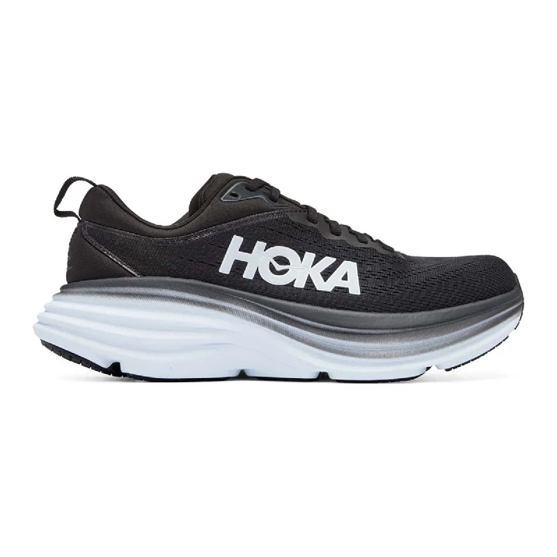 Men's Oxfords with a cap - toe design and a rubber heelHoka One One Men's Bondi 8 Black/White Men's Oxfords with a cap - toe design and a rubber heelHoka One One Men's Bondi 8 Black/White