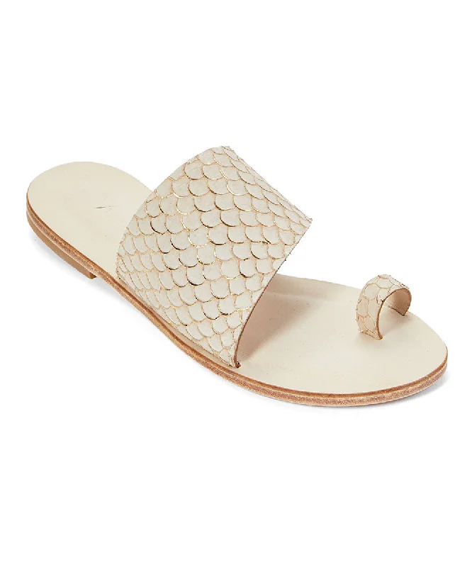 Men's sandals with a pointed toe for a stylish lookWilshire Blvd - Classic Slide with Toe Loop And Real Fish Scale Leather | Natural Men's sandals with a pointed toe for a stylish lookWilshire Blvd - Classic Slide with Toe Loop And Real Fish Scale Leather | Natural