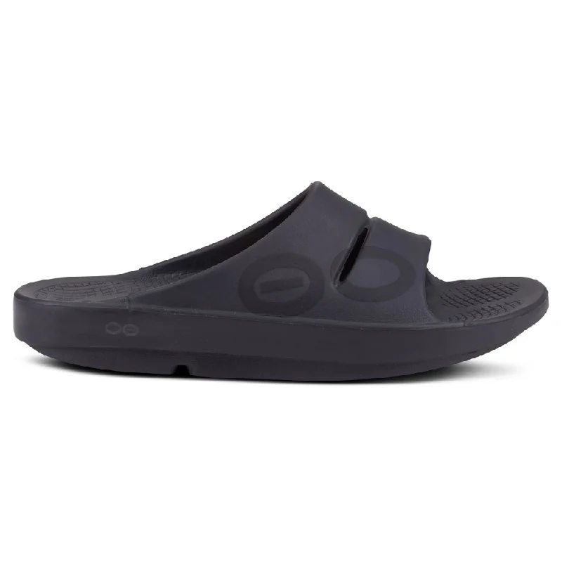 Men's sandals with a wide strap for supportOOFOS OOahh Sport Flex Black Mat Sandal (Unisex) Men's sandals with a wide strap for supportOOFOS OOahh Sport Flex Black Mat Sandal (Unisex)