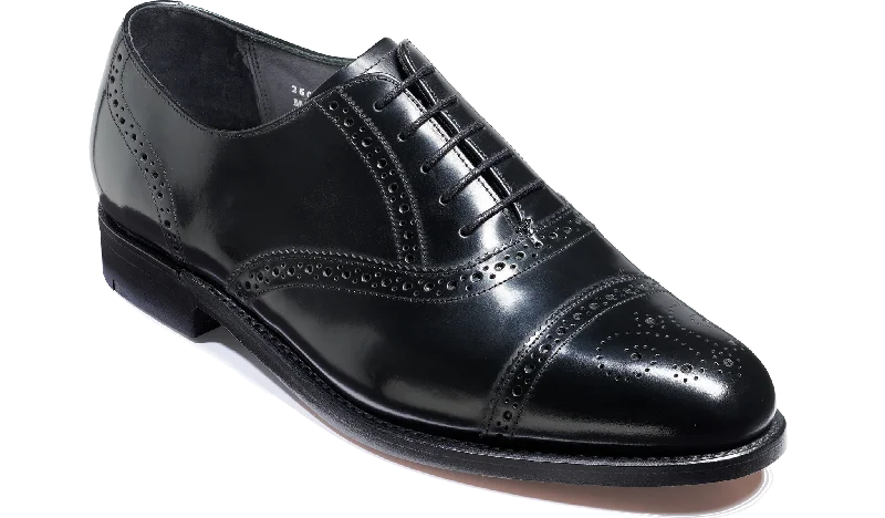 Men's Oxfords with a cap - toe design and a rubber heelCharterhouse - Black Hi-Shine Men's Oxfords with a cap - toe design and a rubber heelCharterhouse - Black Hi-Shine