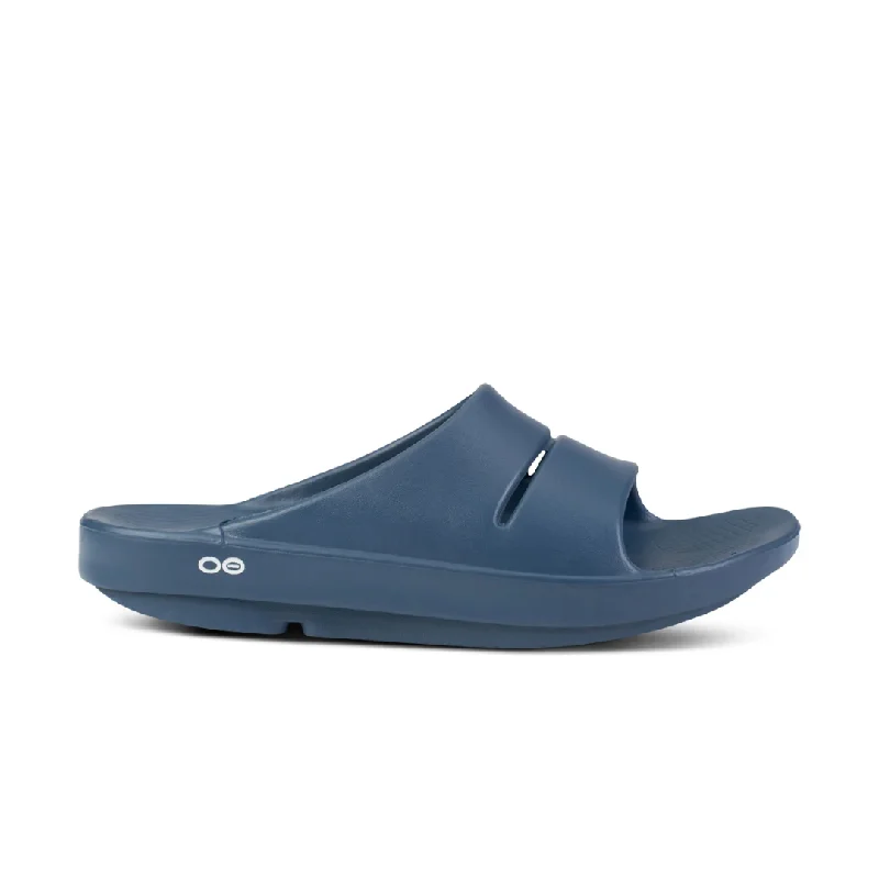 Men's sandals with a stretchy strap for a better fitOOFOS OOahh Slide - Moroccan Blue Men's sandals with a stretchy strap for a better fitOOFOS OOahh Slide - Moroccan Blue