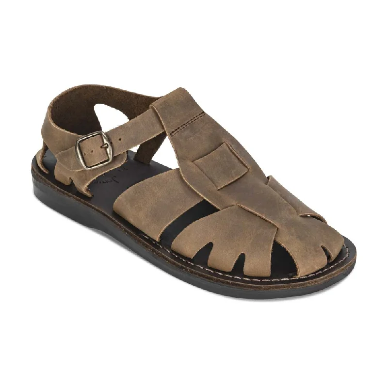 Men's sandals with a decorative buckle or charmFinn - Leather Nomad Sandal | Oiled Brown Men's sandals with a decorative buckle or charmFinn - Leather Nomad Sandal | Oiled Brown