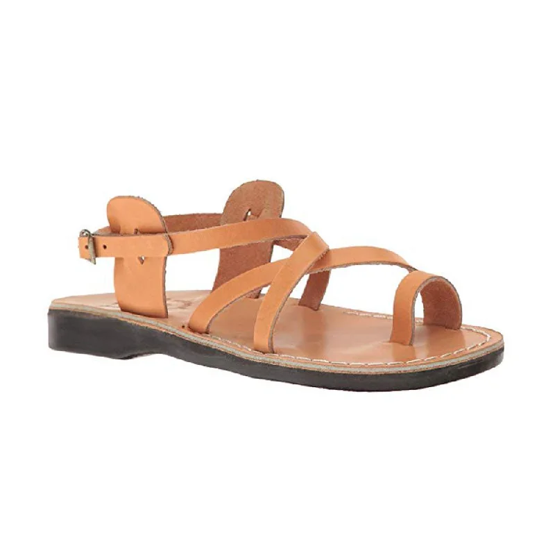 Men's sandals with a perforated leather upper for ventilationThe Good Shepherd Buckle - Leather Toe Loop Sandal | Tan Men's sandals with a perforated leather upper for ventilationThe Good Shepherd Buckle - Leather Toe Loop Sandal | Tan