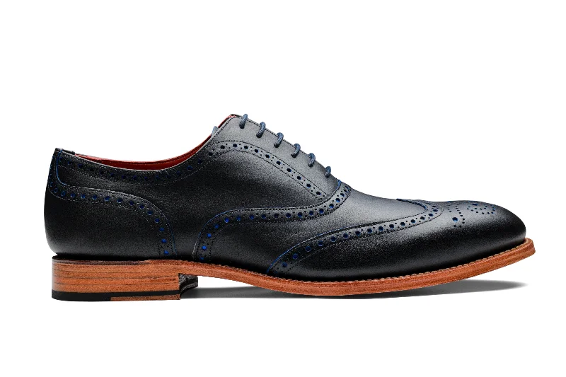 Men's Oxford shoes with a shock - absorbing insole and a leather liningBrando 2 - Navy Calf Blue Punch Men's Oxford shoes with a shock - absorbing insole and a leather liningBrando 2 - Navy Calf Blue Punch