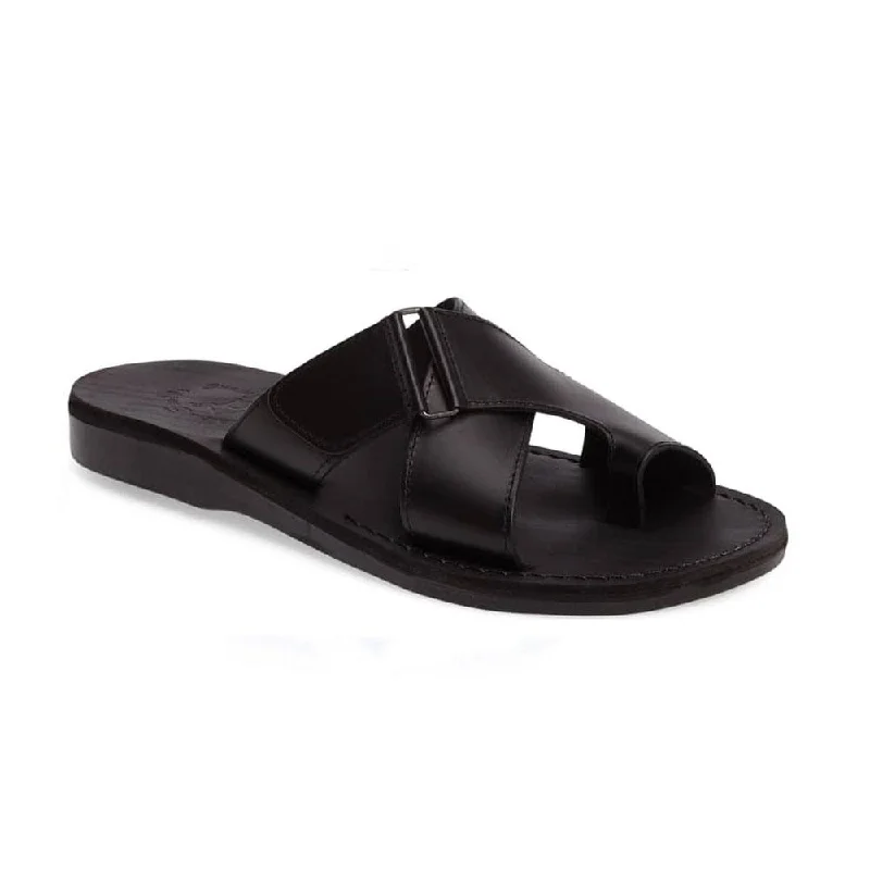 Men's sandals with a buckle closureAsher - Leather Slide On Sandal | Black