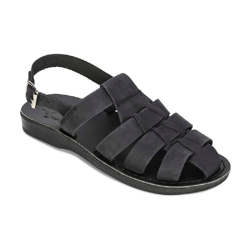 Men's sandals in a neutral color like black or brownMichael - Slingback Leather Fisherman Sandal | Black Nubuck Men's sandals in a neutral color like black or brownMichael - Slingback Leather Fisherman Sandal | Black Nubuck