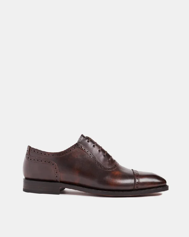 Men's Oxfords with a perforated leather strap for ventilationBrown Brogue Oxford Dress Shoe Men's Oxfords with a perforated leather strap for ventilationBrown Brogue Oxford Dress Shoe