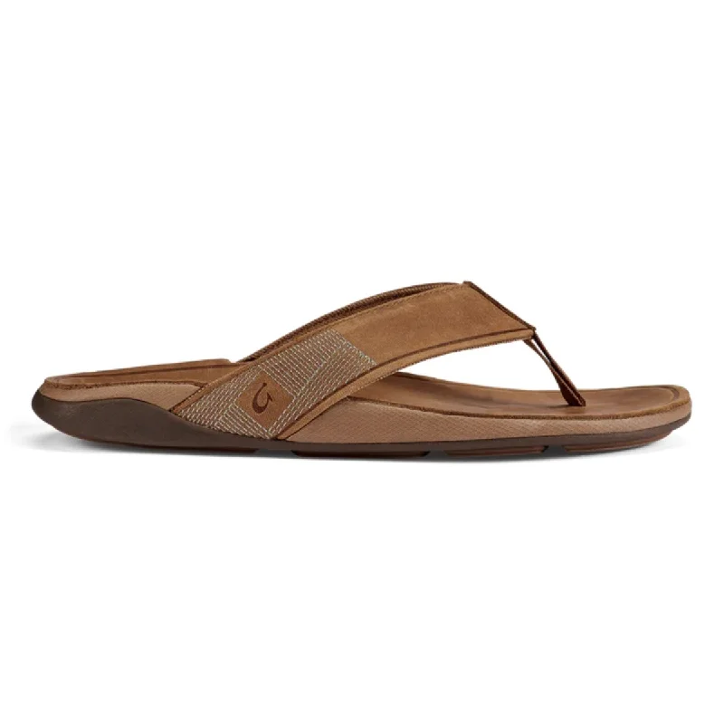 Men's sandals in a neutral color like black or brownOluKai Men's Tuahine Toffee Leather Men's sandals in a neutral color like black or brownOluKai Men's Tuahine Toffee Leather