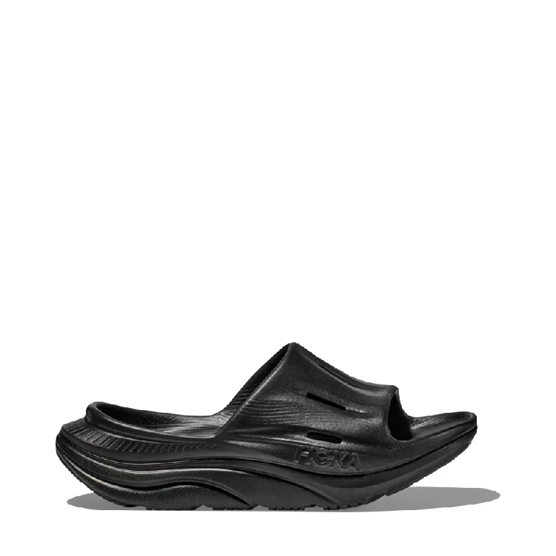 Men's sandals with a decorative buckle or charmHoka Ora Recovery Slide 3 Sandal in Black Men's sandals with a decorative buckle or charmHoka Ora Recovery Slide 3 Sandal in Black