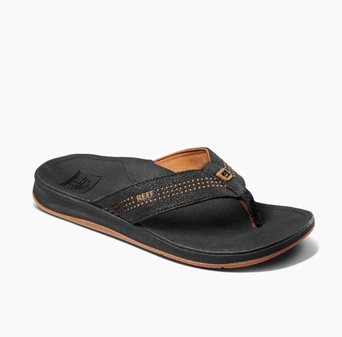 Men's sandals with a perforated leather upper for ventilationReef Ortho Seas Men's Sandal - Black Men's sandals with a perforated leather upper for ventilationReef Ortho Seas Men's Sandal - Black