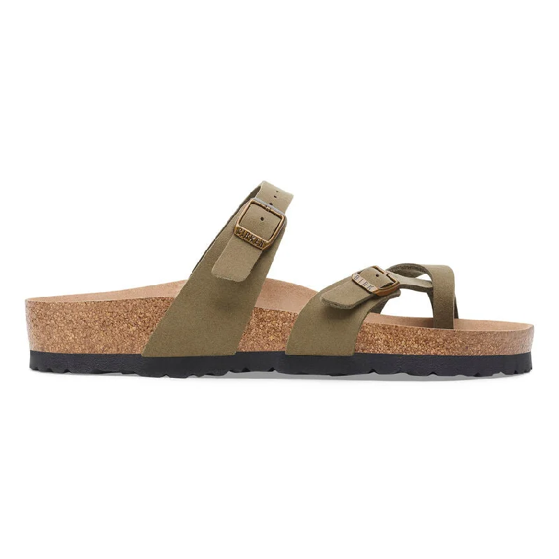Men's sandals with a decorative buckle or charmMayari Vegan in Pine from Birkenstock Men's sandals with a decorative buckle or charmMayari Vegan in Pine from Birkenstock