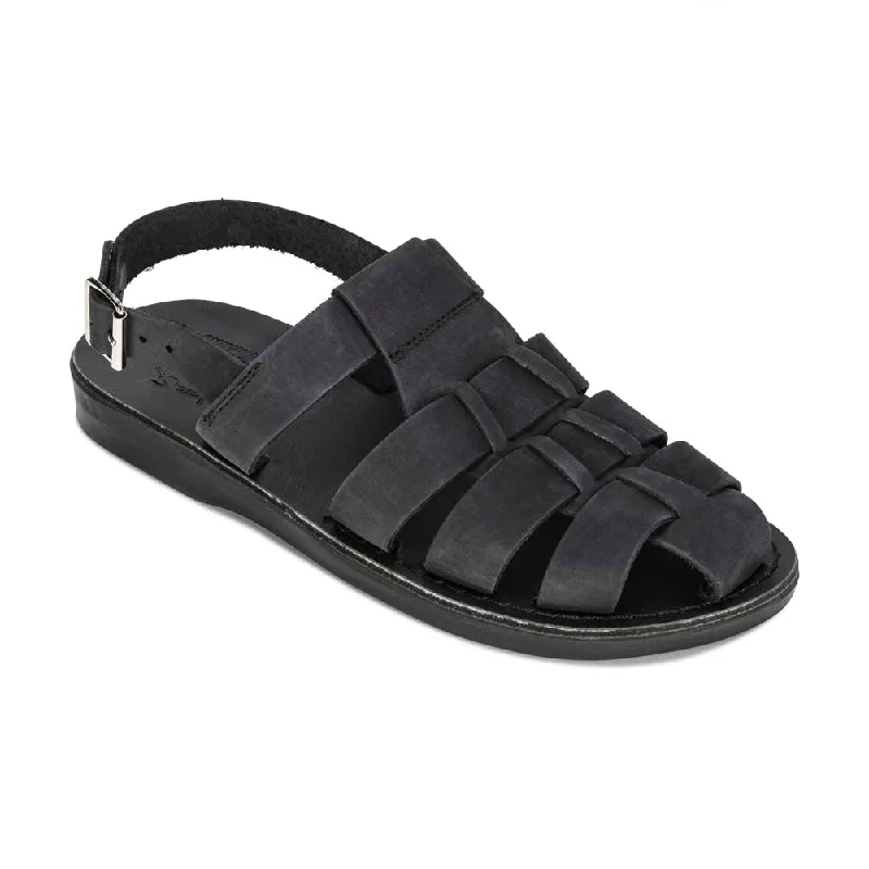 Men's sandals with a leather lining for comfortMichael - Closed Toe Leather Fisherman Sandal | Black Nubuck Men's sandals with a leather lining for comfortMichael - Closed Toe Leather Fisherman Sandal | Black Nubuck