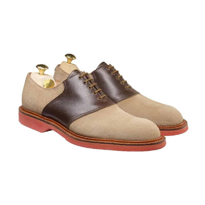 Men's Oxford shoes with a smooth leather upper and a leather solePenn Khaki Suede & Dark Brown Wax Calf Men's Oxford shoes with a smooth leather upper and a leather solePenn Khaki Suede & Dark Brown Wax Calf