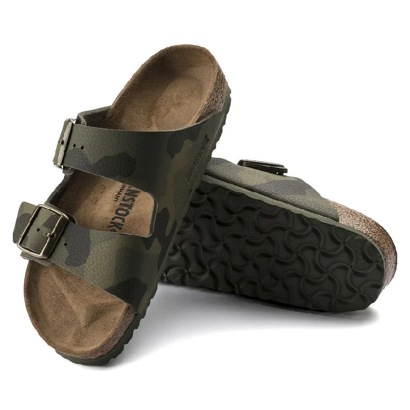 Men's sandals with a wide strap for supportBirkenstock - Arizona Birko Desert Soil Camo Green Men's sandals with a wide strap for supportBirkenstock - Arizona Birko Desert Soil Camo Green