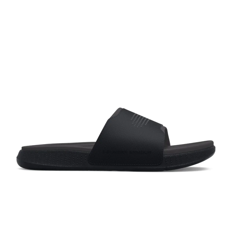 Men's leather sandals with an adjustable strapUnder Armour Unisex UA Ansa Elevate Slide - Black/Jet Gray Men's leather sandals with an adjustable strapUnder Armour Unisex UA Ansa Elevate Slide - Black/Jet Gray