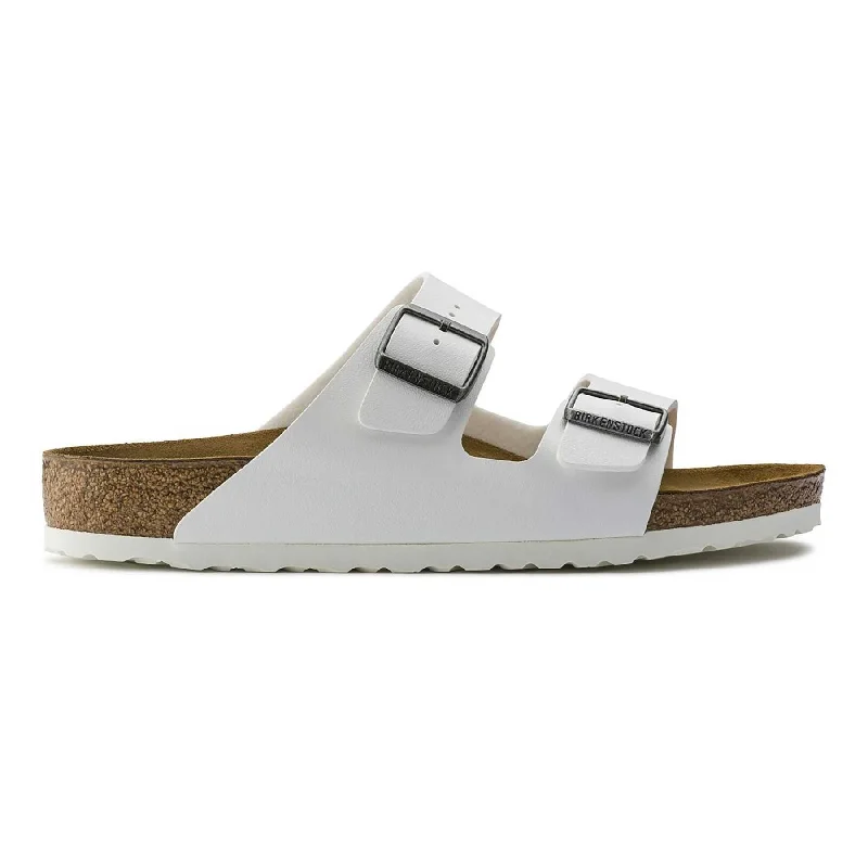 Men's sandals with a wide strap for supportBirkenstock Men's Arizona White Birko-Flor Men's sandals with a wide strap for supportBirkenstock Men's Arizona White Birko-Flor