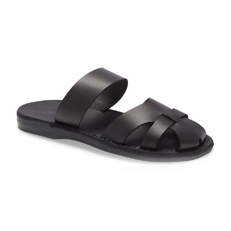 Men's sandals with a wide strap for supportAdino - Leather Closed Toe Sandal | Black Men's sandals with a wide strap for supportAdino - Leather Closed Toe Sandal | Black
