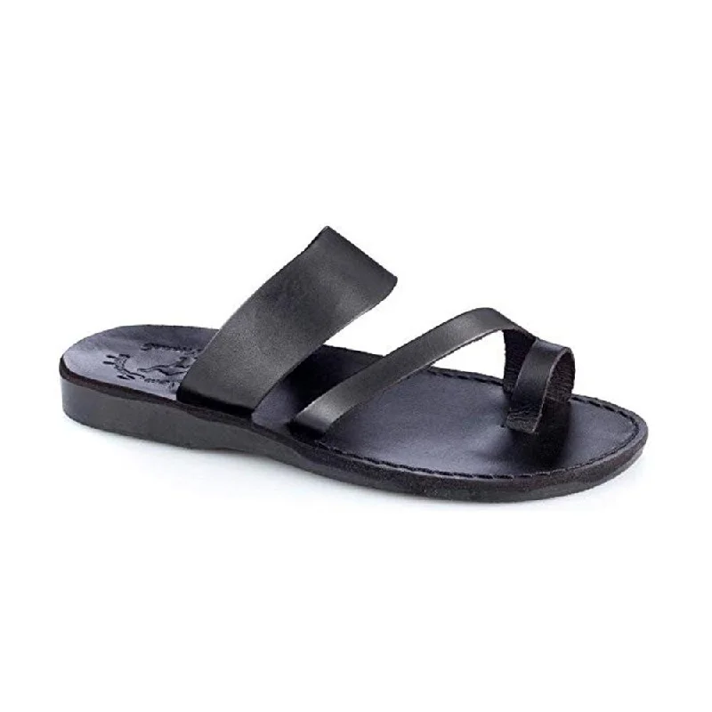 Men's sandals with a contrast stitching detailZohar - Leather Toe Ring Sandal | Black Men's sandals with a contrast stitching detailZohar - Leather Toe Ring Sandal | Black