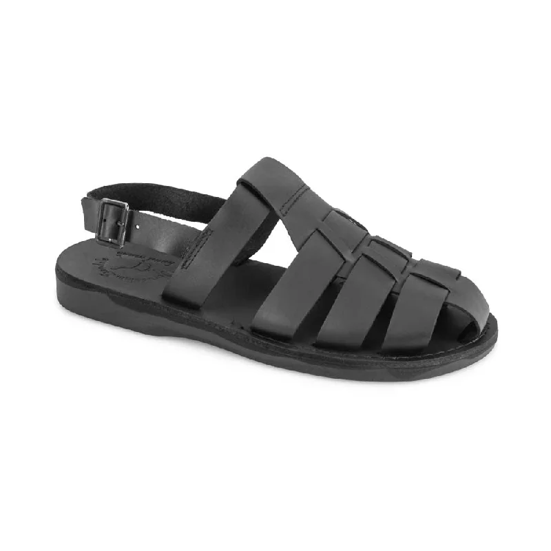 Men's sandals with a rubber sole for tractionMichael - Closed Toe Leather Fisherman Sandal | Black Men's sandals with a rubber sole for tractionMichael - Closed Toe Leather Fisherman Sandal | Black