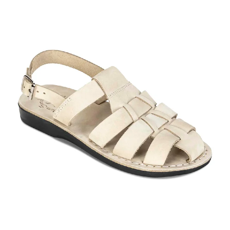 Men's sandals with a toe post designMichael - Slingback Leather Fisherman Sandal | White Nubuck Men's sandals with a toe post designMichael - Slingback Leather Fisherman Sandal | White Nubuck