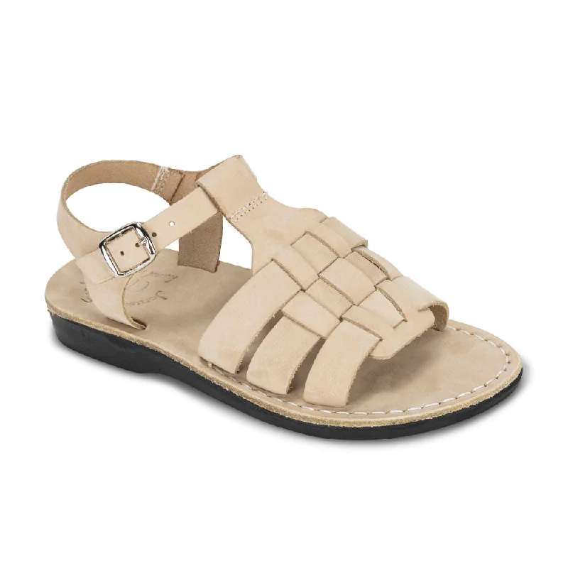 Men's sandals with a pointed toe for a stylish lookMikayla - Open Toe Fisherman-Style Sandal | White Nubuck Men's sandals with a pointed toe for a stylish lookMikayla - Open Toe Fisherman-Style Sandal | White Nubuck