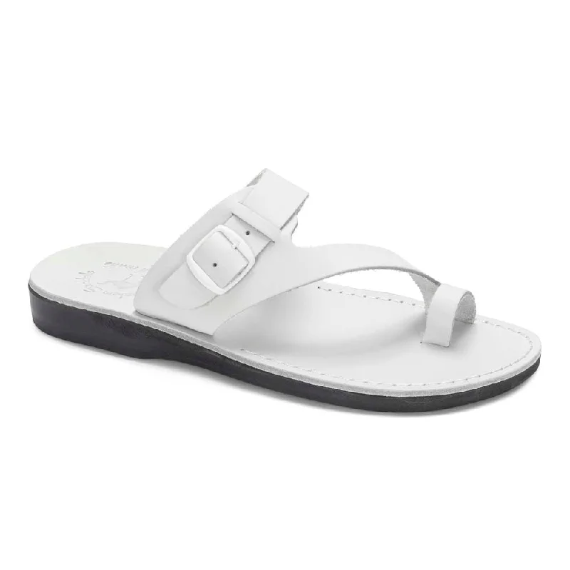 Flip - flop style men's sandals for beach wearAbner - Leather Metal Buckle Sandal | White Flip - flop style men's sandals for beach wearAbner - Leather Metal Buckle Sandal | White