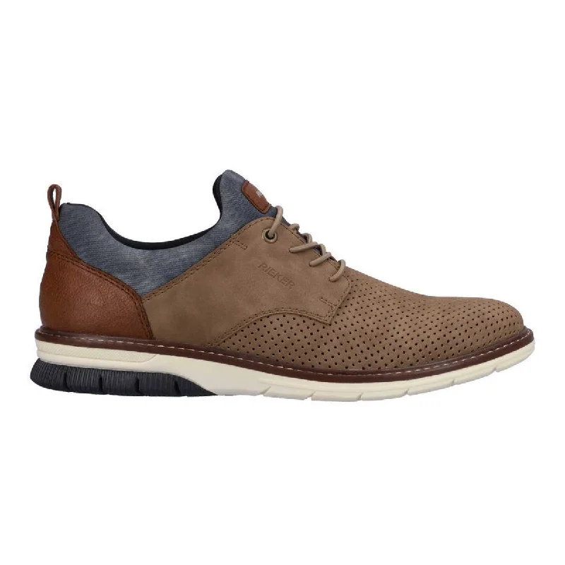 Men's Oxfords in a dark burgundy leather for a unique styleRieker Men's Dustin-50 Tan/Denim Men's Oxfords in a dark burgundy leather for a unique styleRieker Men's Dustin-50 Tan/Denim