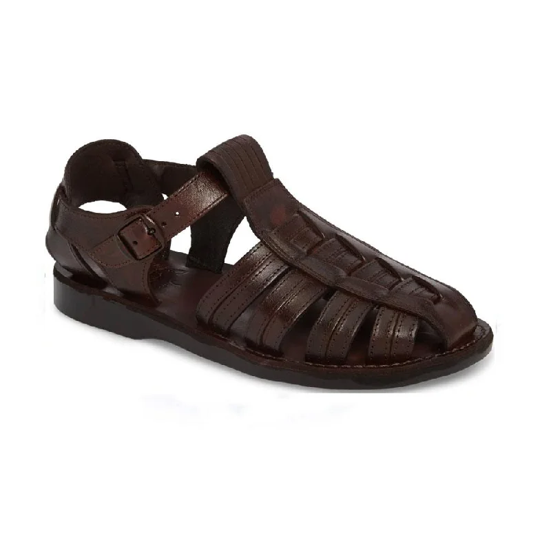 Men's sandals with a wide strap for supportBarak - Leather Closed Toe Sandal | Brown Men's sandals with a wide strap for supportBarak - Leather Closed Toe Sandal | Brown