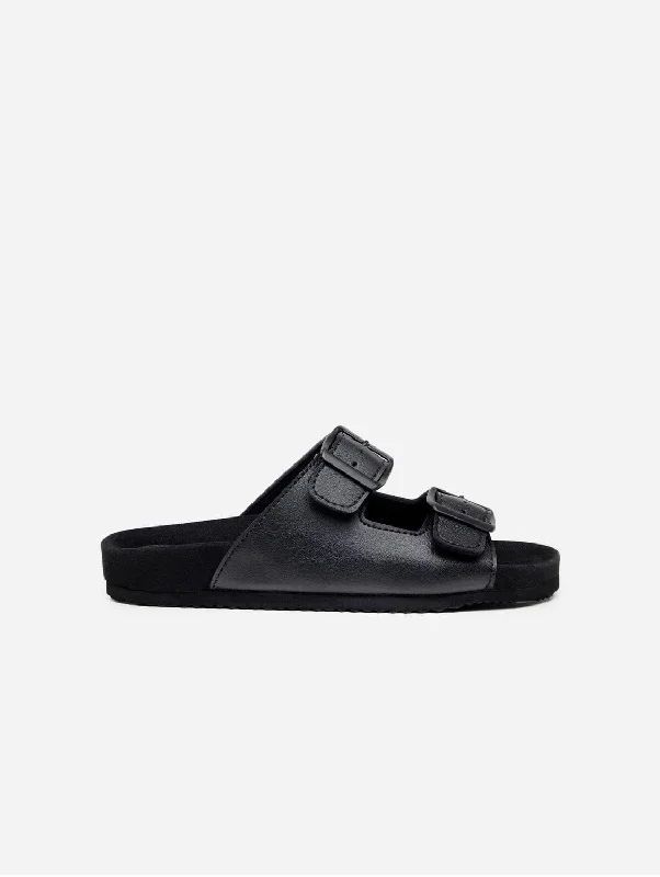 Men's sandals with a buckle closureTruda Unisex Vegan Leather Two-Strap Sandals | Black Men's sandals with a buckle closureTruda Unisex Vegan Leather Two-Strap Sandals | Black