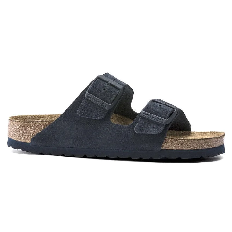 Men's sandals with a leather lining for comfortBirkenstock Men's Arizona Soft Footbed Navy Night Suede Men's sandals with a leather lining for comfortBirkenstock Men's Arizona Soft Footbed Navy Night Suede