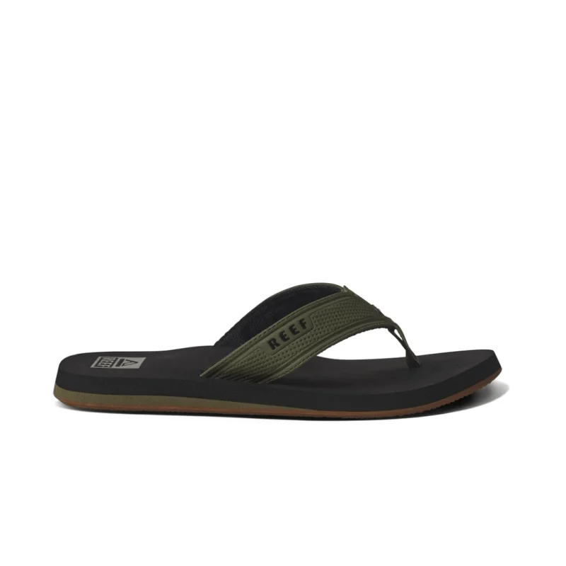 Men's sandals with a perforated leather upper for ventilationReef Men's The Layback - Black/Olive Men's sandals with a perforated leather upper for ventilationReef Men's The Layback - Black/Olive