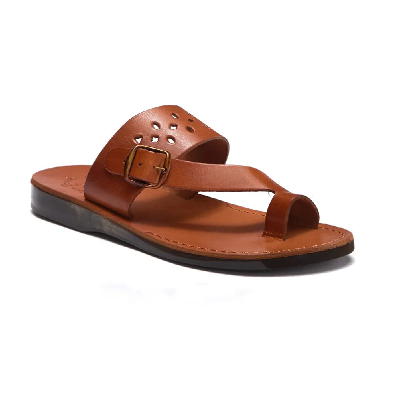 Men's sandals with a leather lining for comfortEzra - Leather Cut Out Sandal | Honey Men's sandals with a leather lining for comfortEzra - Leather Cut Out Sandal | Honey