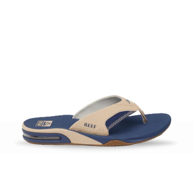 Men's sandals with a wide strap for supportReef Men's Fanning Flip Flops - Tan/Navy/Tan Men's sandals with a wide strap for supportReef Men's Fanning Flip Flops - Tan/Navy/Tan
