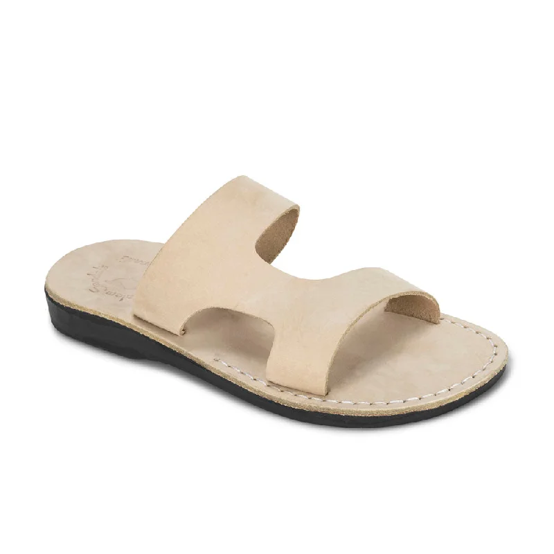Men's sandals with a rubber sole for tractionJune - Leather Side Strap Sandal | White Nubuck Men's sandals with a rubber sole for tractionJune - Leather Side Strap Sandal | White Nubuck