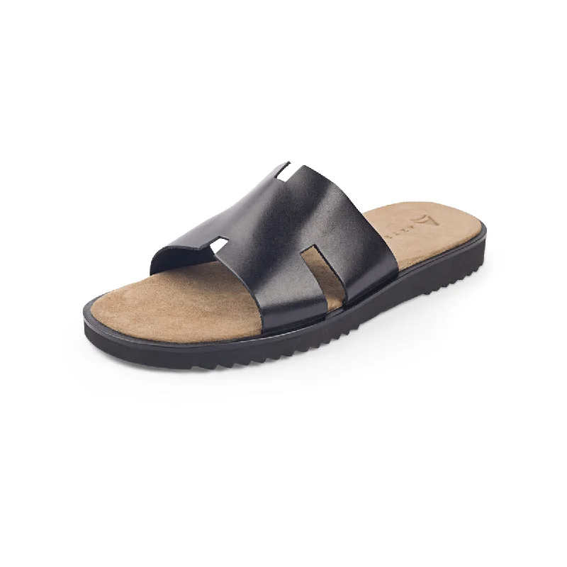 Men's sandals with a rubber sole for tractionHyderabad XL - Polish Vachetta - Black Men's sandals with a rubber sole for tractionHyderabad XL - Polish Vachetta - Black