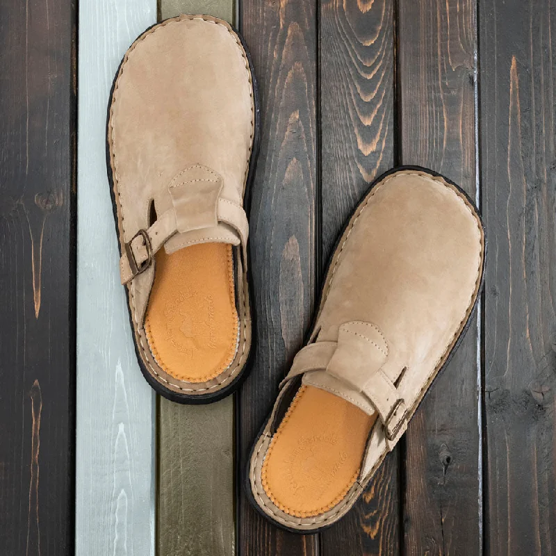 Men's sandals with a toe post designSawyer - Leather Clog-Toe Sandal | Olive Nubuck Men's sandals with a toe post designSawyer - Leather Clog-Toe Sandal | Olive Nubuck