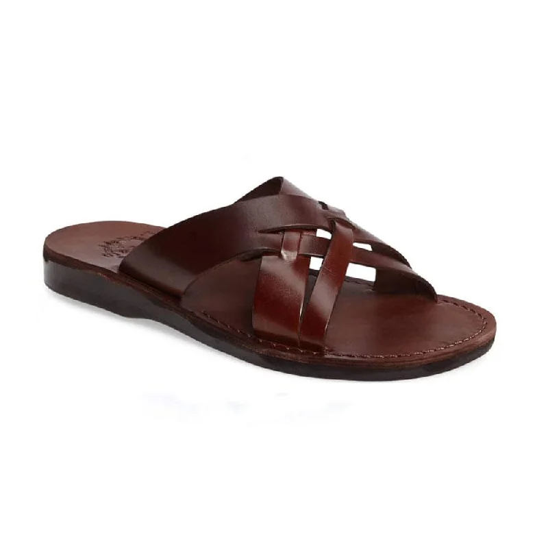 Men's sandals with a pointed toe for a stylish lookJesse - Leather Woven Strap Sandal | Brown