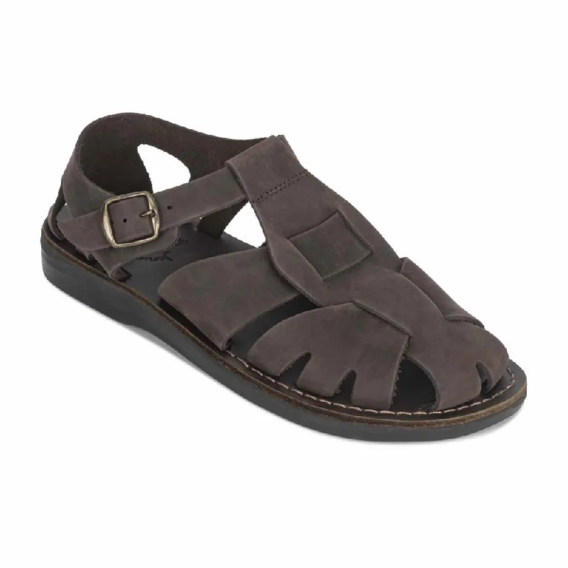 Men's sandals with a buckle closureFinn - Leather Nomad Sandal | Brown Nubuck