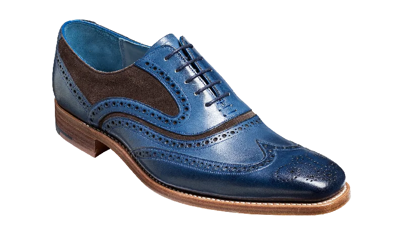 Brogue - perforated men's Oxfords for a traditional lookMcClean - Navy Hand Painted / Choc Suede Brogue - perforated men's Oxfords for a traditional lookMcClean - Navy Hand Painted / Choc Suede