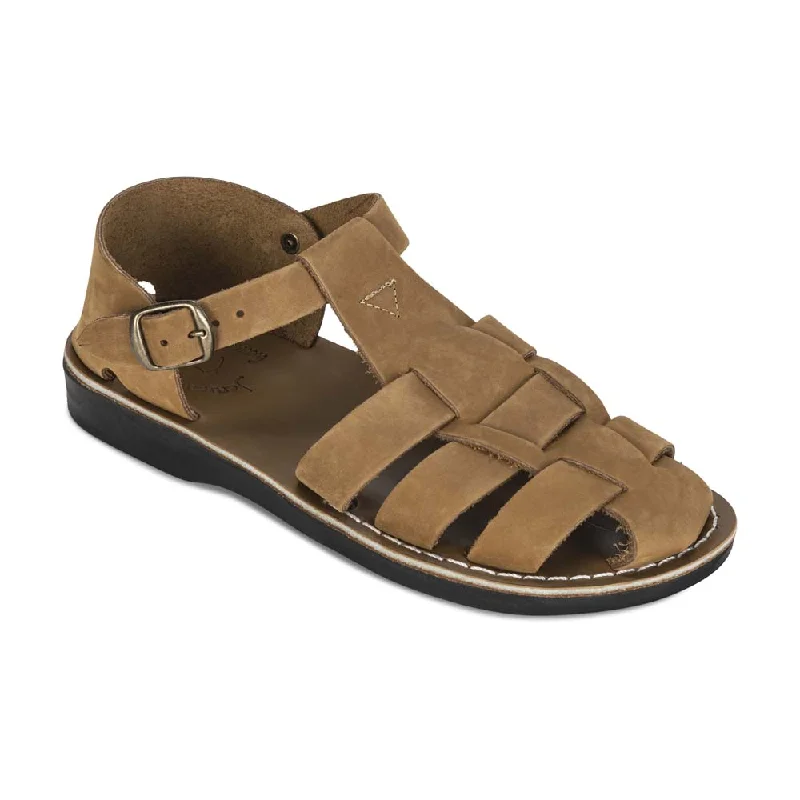 Men's sandals with a rubber sole for tractionDaniel - Leather Fisherman Sport Sandal | Tan Nubuck Men's sandals with a rubber sole for tractionDaniel - Leather Fisherman Sport Sandal | Tan Nubuck