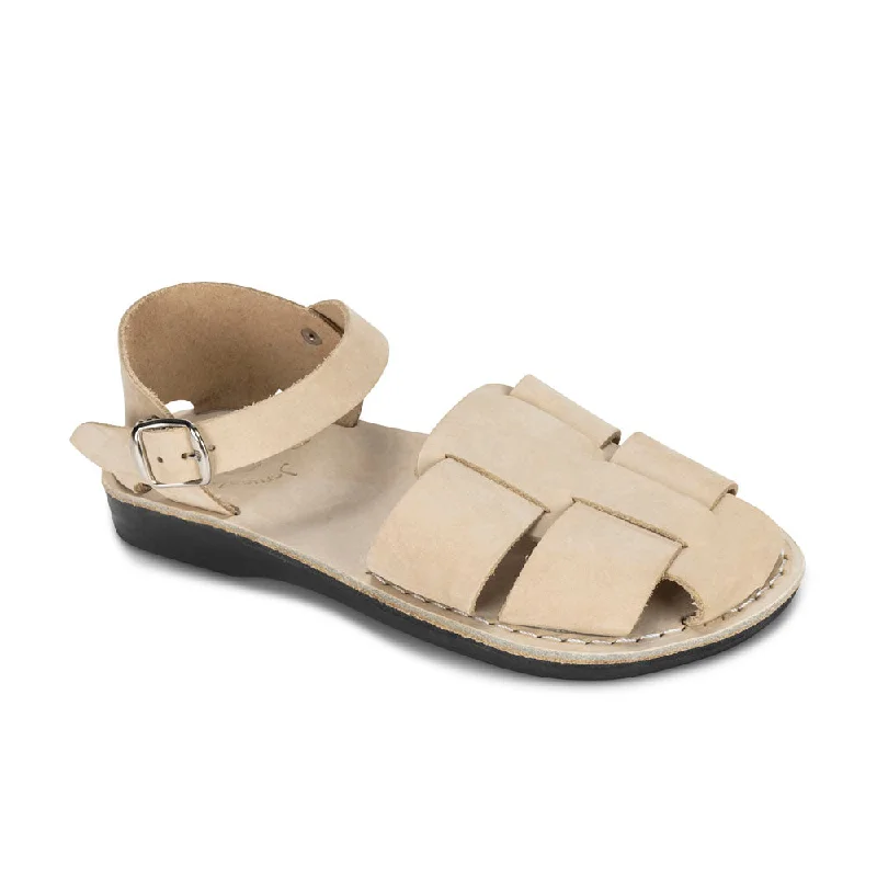 Men's sandals with a wide strap for supportGemma - Leather Adjustable Strap Sandal | White Nubuck Men's sandals with a wide strap for supportGemma - Leather Adjustable Strap Sandal | White Nubuck