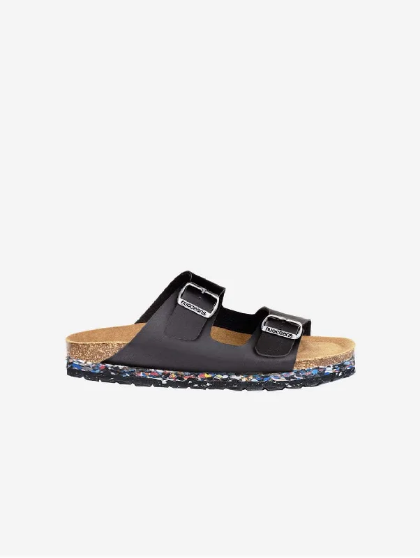 Men's sandals with a durable outer soleNuo Recycled Flipflop & Cork Buckled Sandals | Onyx Men's sandals with a durable outer soleNuo Recycled Flipflop & Cork Buckled Sandals | Onyx