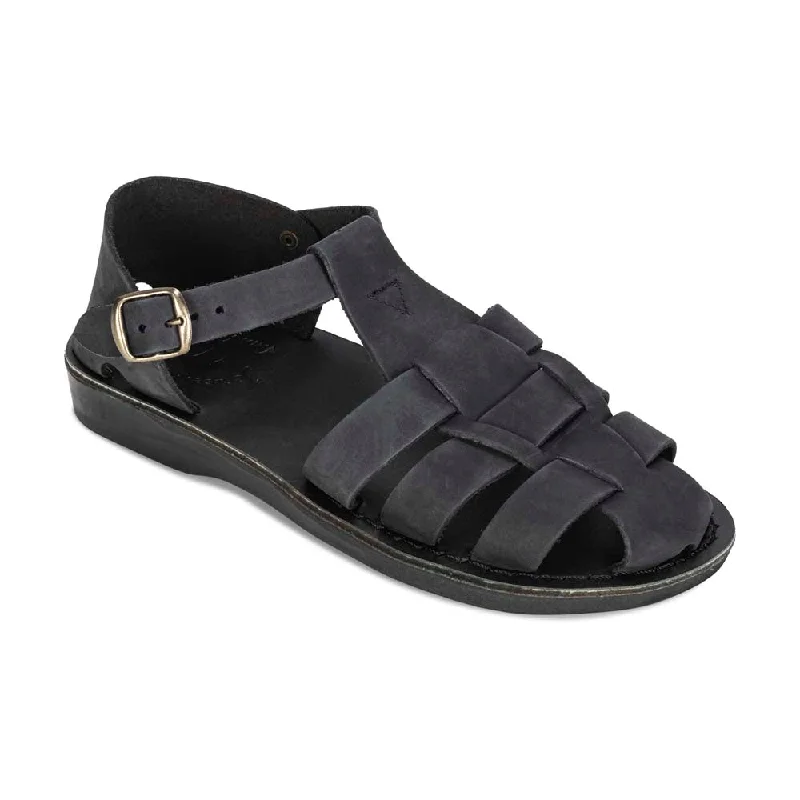Men's sandals with a cushioned footbedDaniel - Leather Fisherman Sport Sandal | Black Nubuck Men's sandals with a cushioned footbedDaniel - Leather Fisherman Sport Sandal | Black Nubuck