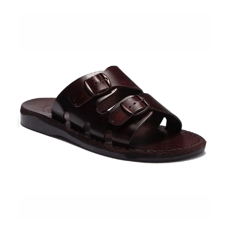Men's sandals with a toe post designBarnabas - Leather Double Buckle Sandal | Brown Men's sandals with a toe post designBarnabas - Leather Double Buckle Sandal | Brown