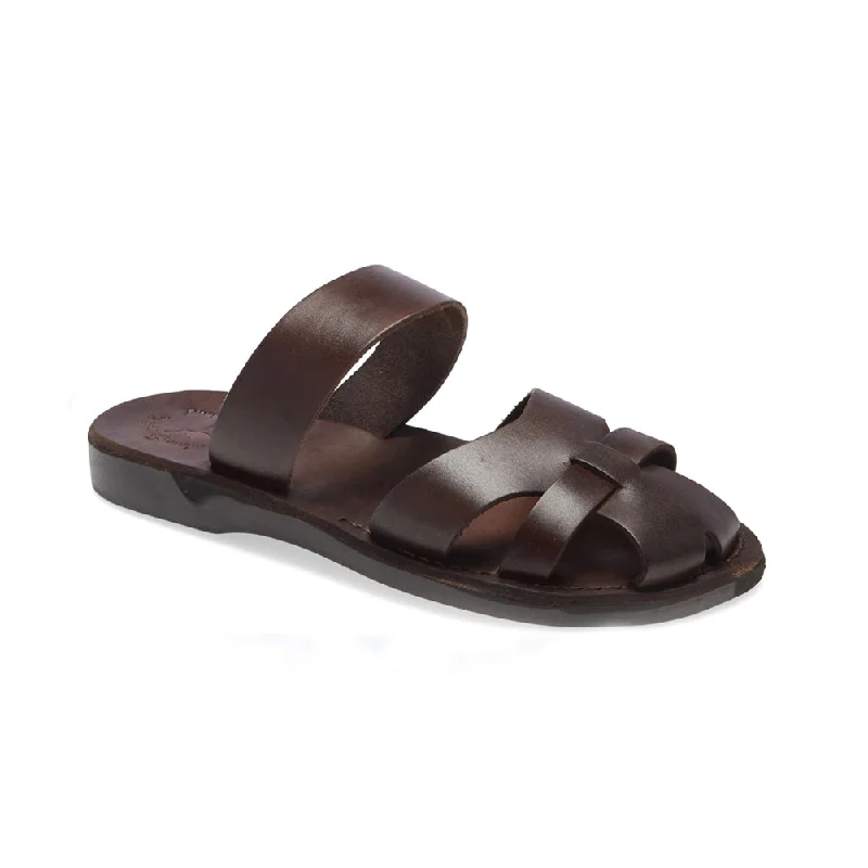 Men's sandals with a toe post designAdino - Leather Closed Toe Sandal | Brown