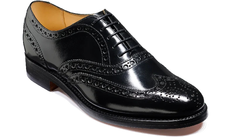 Men's Oxfords with a perforated leather strap for ventilationPadstow - Black Hi-Shine Men's Oxfords with a perforated leather strap for ventilationPadstow - Black Hi-Shine