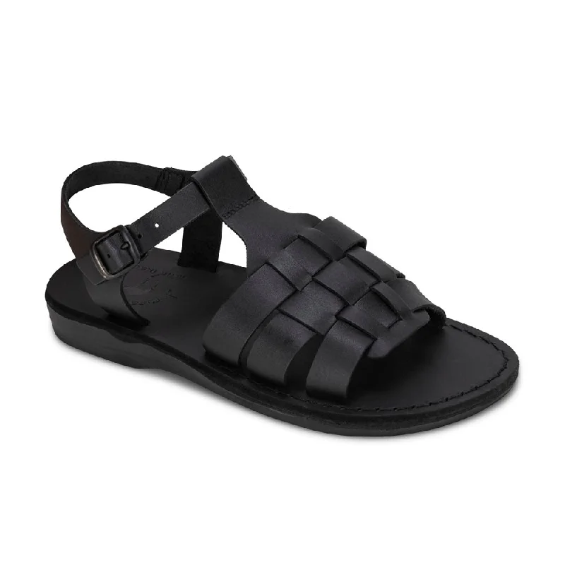 Men's sandals with a wide strap for supportMikayla - Open Toe Fisherman-Style Sandal | Black Men's sandals with a wide strap for supportMikayla - Open Toe Fisherman-Style Sandal | Black