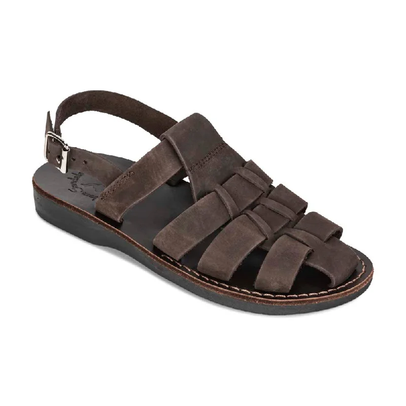 Men's sandals with a rubber sole for tractionMichael - Slingback Leather Fisherman Sandal | Brown Nubuck Men's sandals with a rubber sole for tractionMichael - Slingback Leather Fisherman Sandal | Brown Nubuck